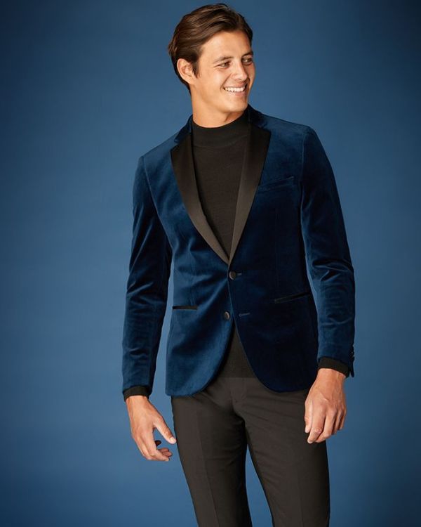 Velvet Blazer with Dark Pants